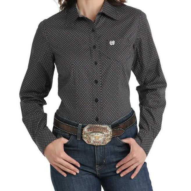 Cinch Women's Long Sleeve Plaid Shirt - Navy