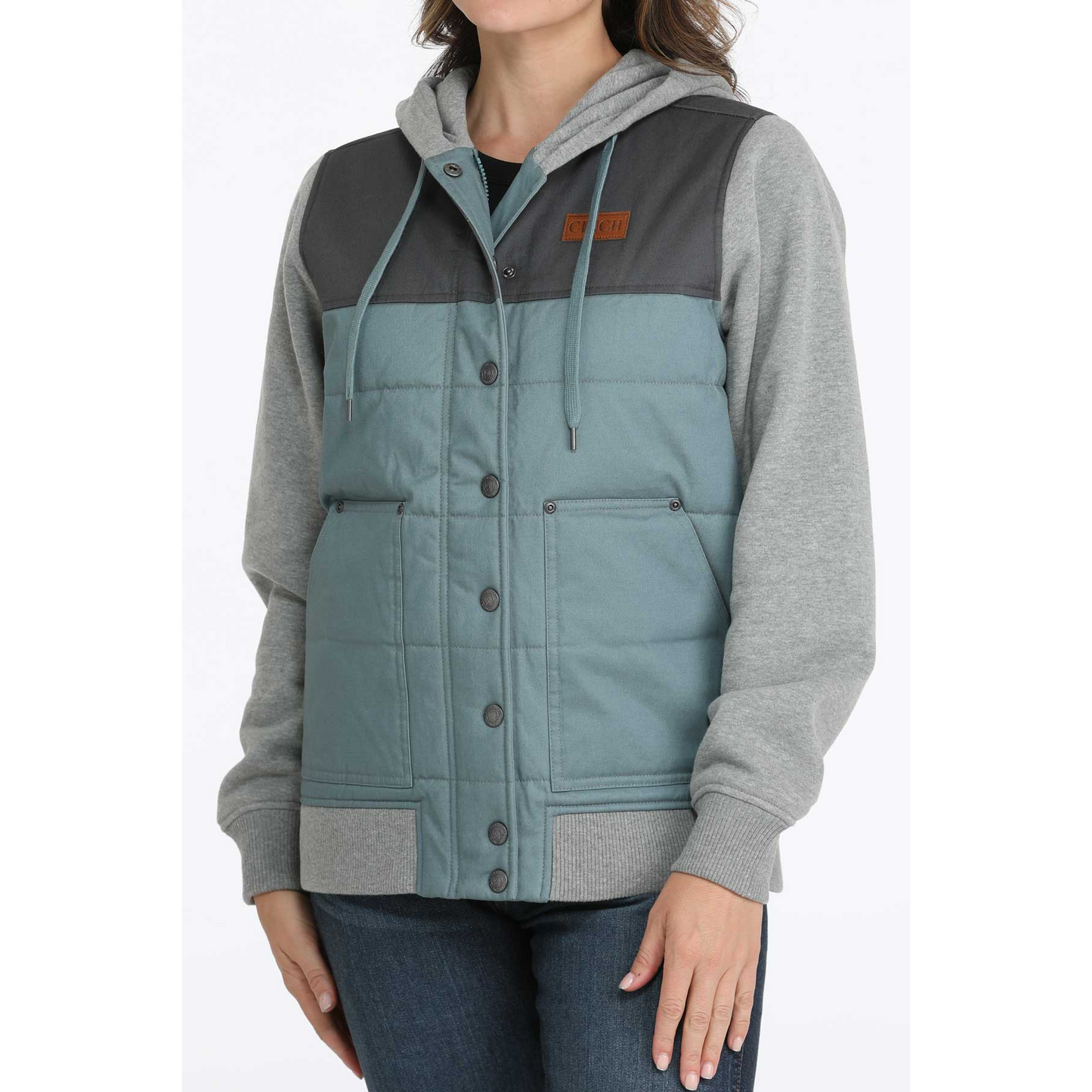 Cinch Women's Canvas Hoodie Jacket- Blue