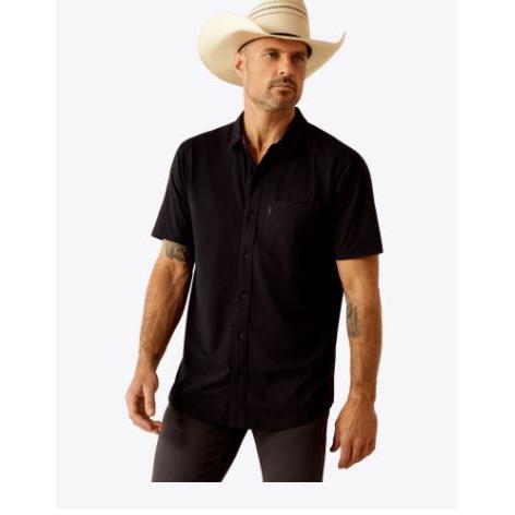 Ariat Men's Short Sleeve Retro Button Down Shirt- Black