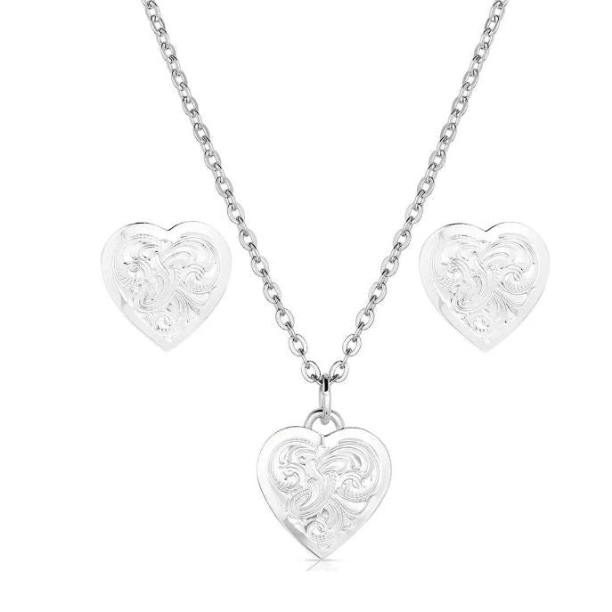 Montana Silversmiths Pure Silver Single Heart Jewelry Set - Irvine Tack & Western Wear