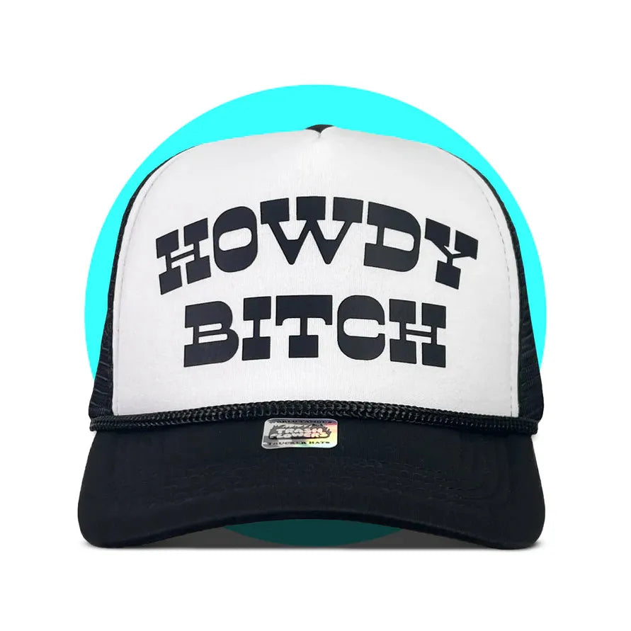 Trash Flowers Howdy Bitch Hat/ Black/White