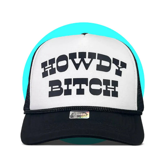 Trash Flowers Howdy Bitch Hat/ Black/White