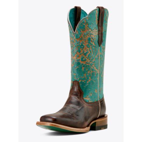 Ariat Women's Frontier Farrah Wide Square Toe Western Boot- Honey Brown