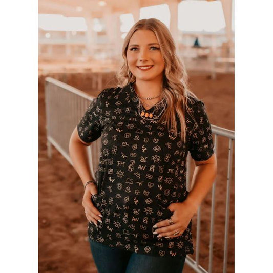 Spurrin' Scrubs Peoria Scrub Top- Black