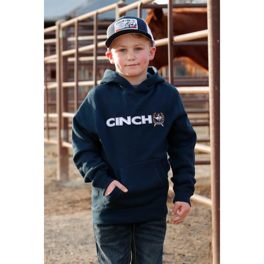 Cinch Boy's Long Sleeve Pullover Hoodie- Navy