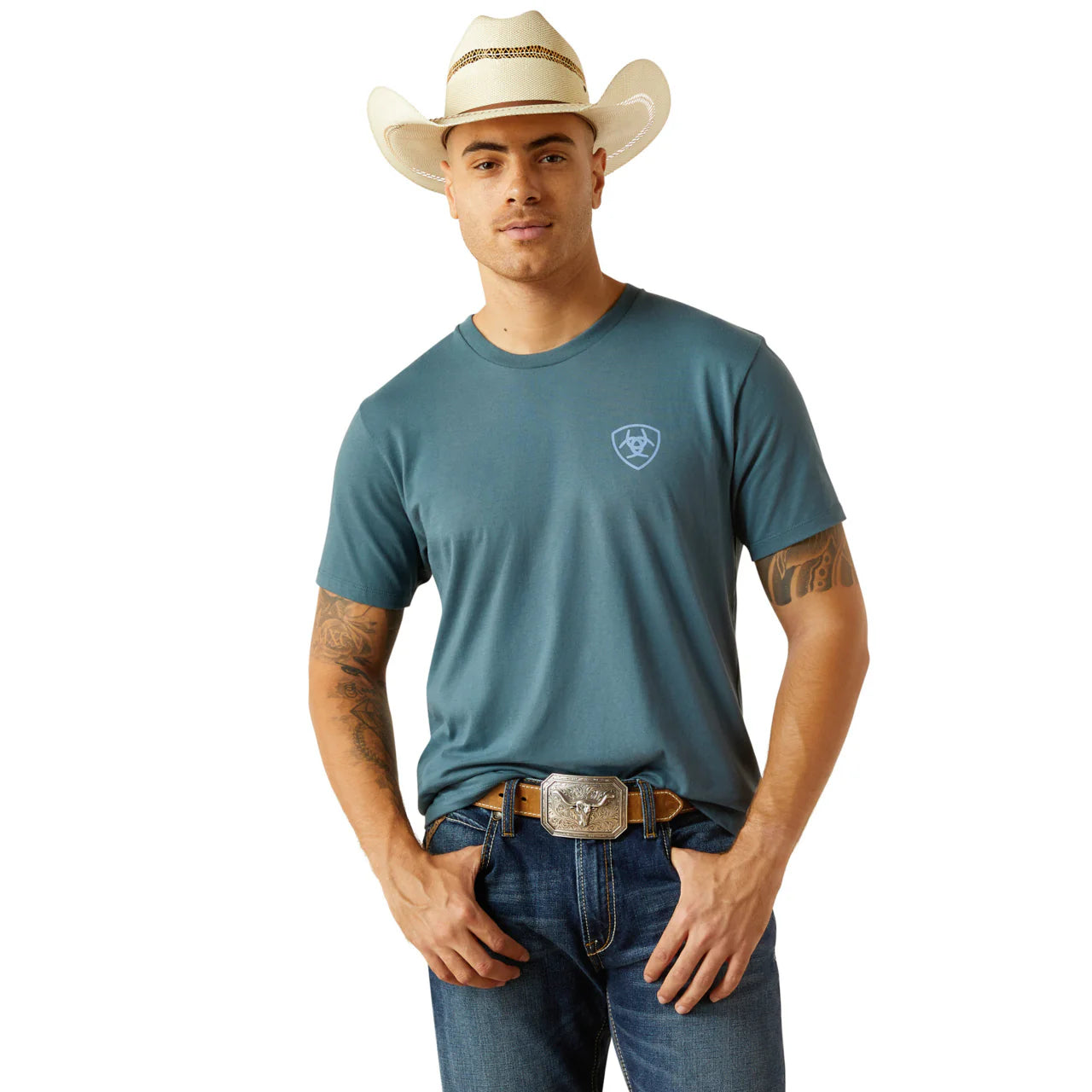 Ariat Men's Pueblo Serape Short Sleeve Tee Shirt- Lagoon Green