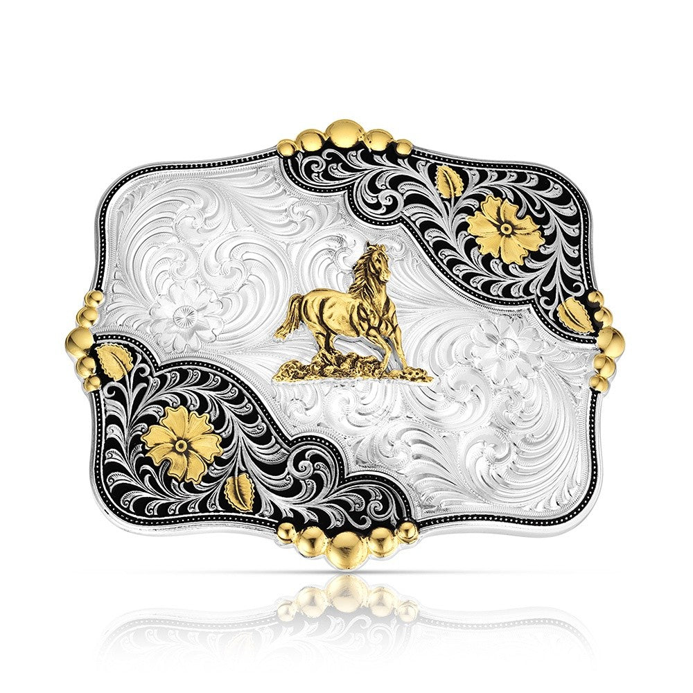 Montana Silversmiths Timberline Buckle with Galloping Horse Buckle