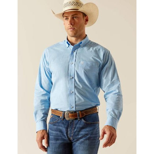 Ariat Men's  Solid Slub Classic Fit Shirt - Coast Azure Blue