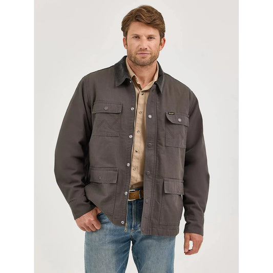 Wrangler Men's Hidden Zip Front Barn Coat- Raven