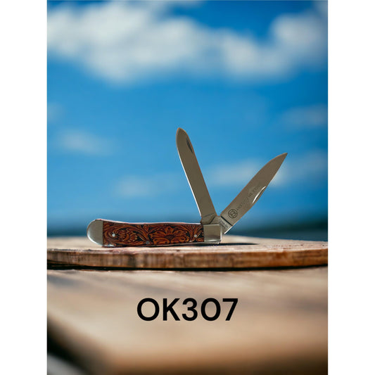 Circle SH Floral Tooling Handle Knife