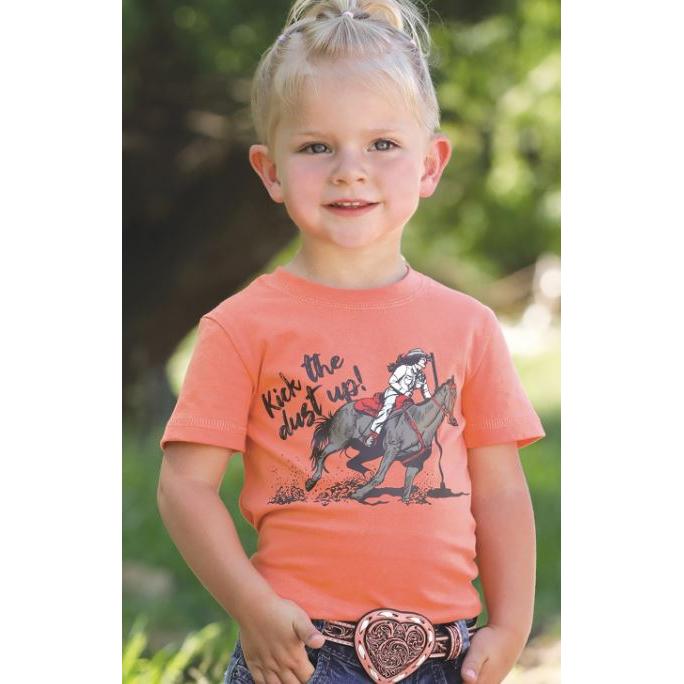 Cinch Girl's Short Sleeve Tee Shirt- Coral