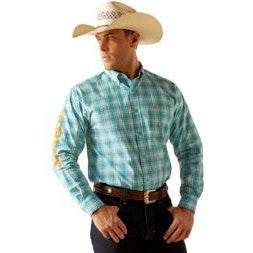 Ariat Men's Team Vincent Classic Fit Long Sleeve Shirt- Turquoise