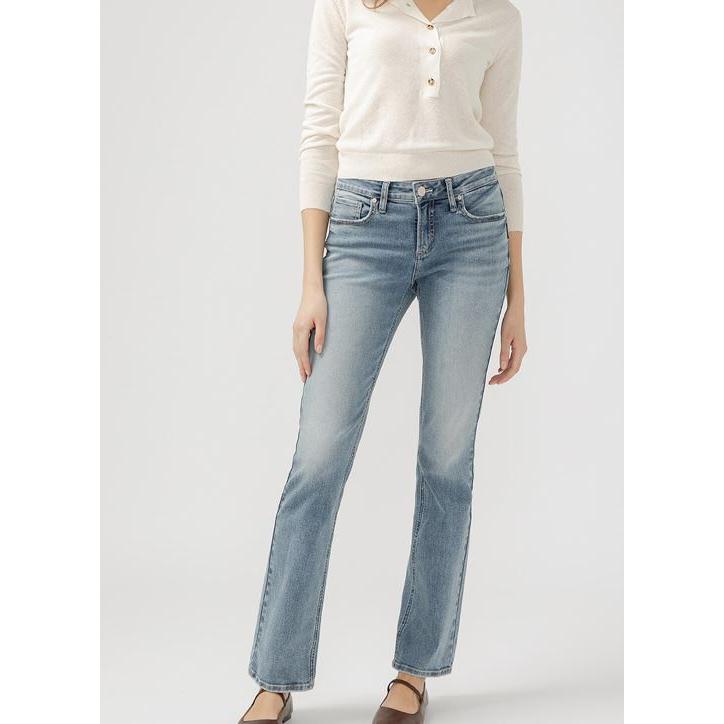 Silver Women's Elyse Mid Rise Slim Bootcut Jeans - Medium Indigo