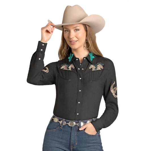 Panhandle Women's Long Sleeve Slim Snap Front Shirt-