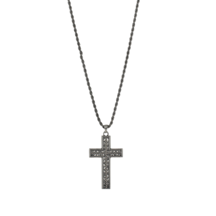 Justin Unisex Reversible Cross on 24 inch Rope Chain