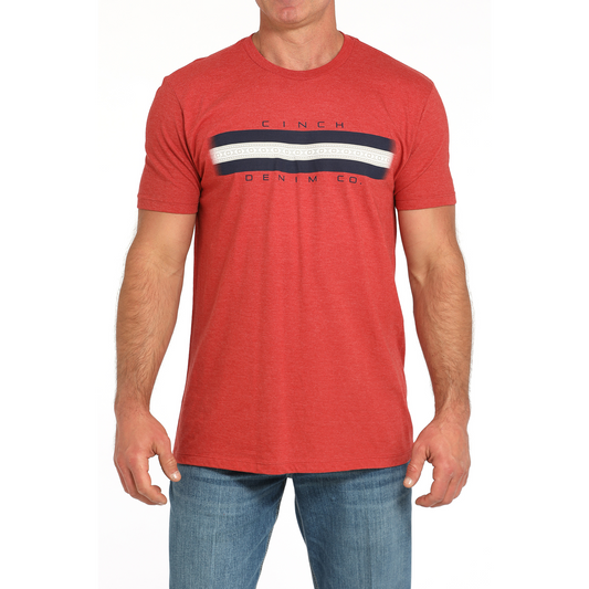 Cinch Men's Short Sleeve Graphic Tee Shirt- Red