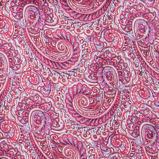 Wyoming Traders Paisley Silk Scarf- Raspberry/White