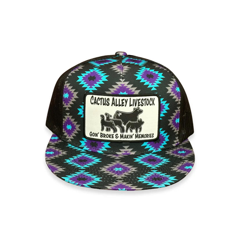 Cactus Alley CA Dolly Livestock Aztec Mesh Snapback Cap- Black