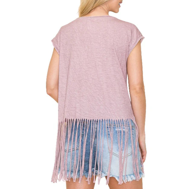 Vocal Apparel Silk Fringe Short Sleeve Shirt- Multiple Colours