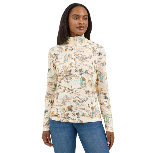 Wrangler Women's Long Sleeve Sky Pullover Desert Print - Cream