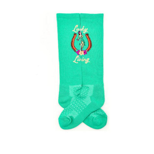 Lucky Living Island Hemp  Cowgirl Performance Socks-Turquoise