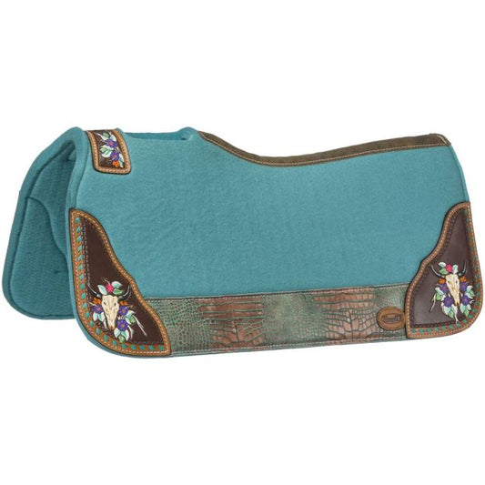 Tough 1 Hand Painted Steer Skull Saddle Pad- 31 x 32