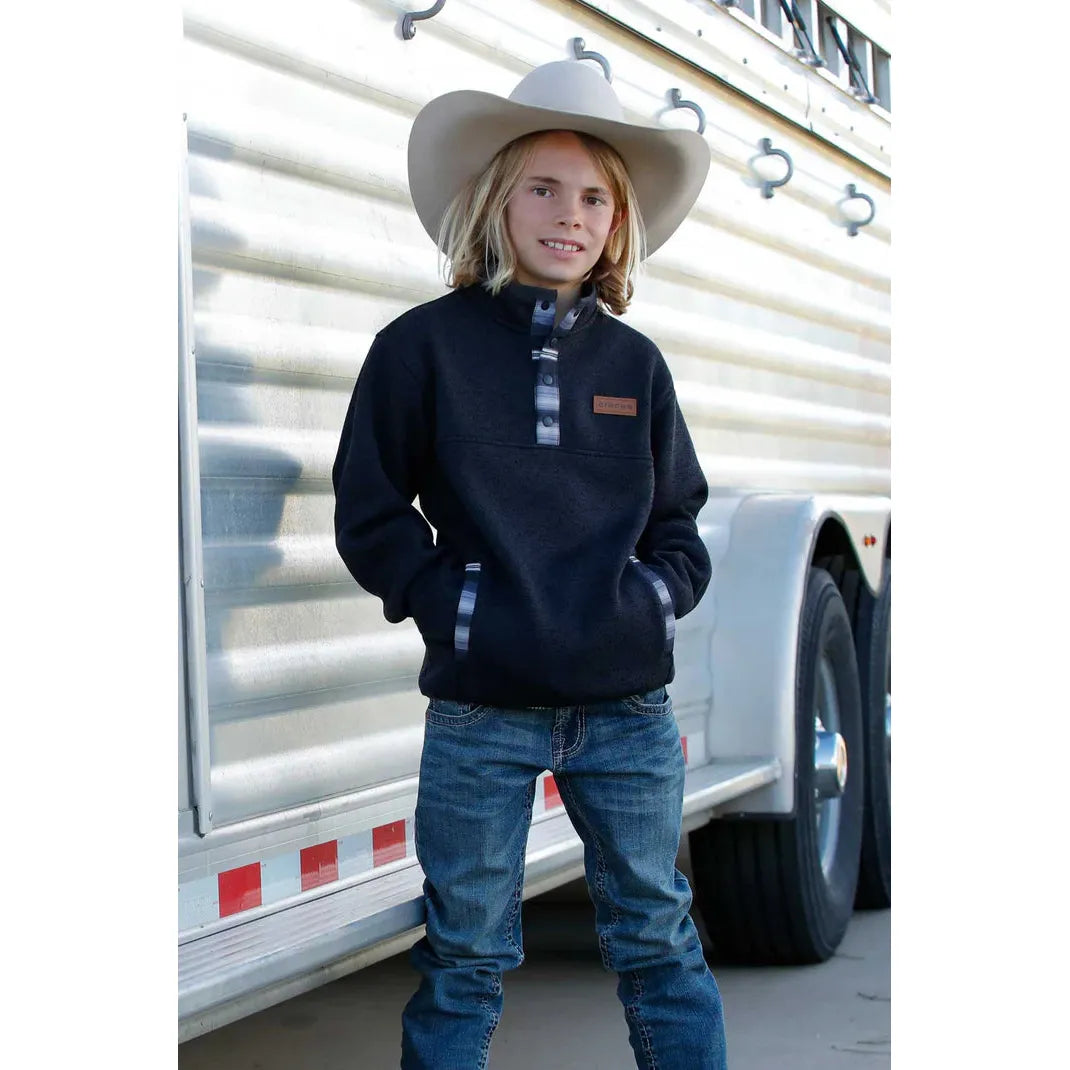 Cinch Boy's Long Sleeve Pullover Sweater- Charcoal