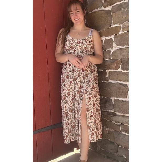 Rock & Roll Women's Floral Midi Dress- Natural