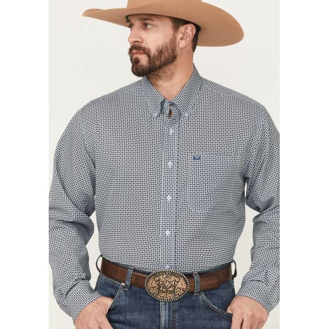 Cinch Men's Long Sleeve Arenaflex  Button Down Performance Shirt- Light Blue