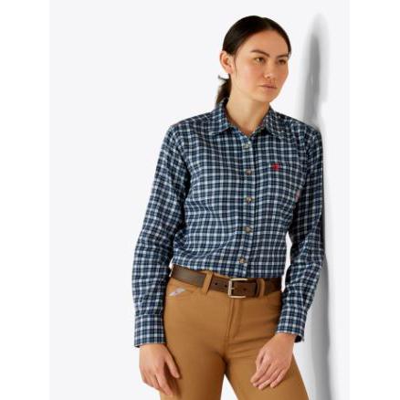 Ariat Women's FR Angeles Long Sleeve Work Shirt- Micro Check