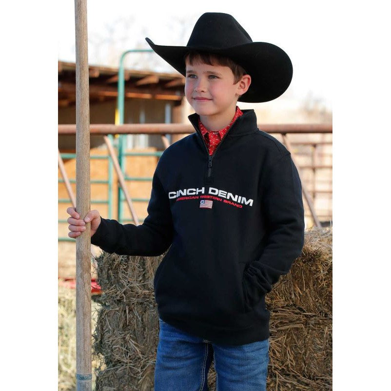 Cinch Boys Long Sleeve 1/4 Zip Pullover- Black