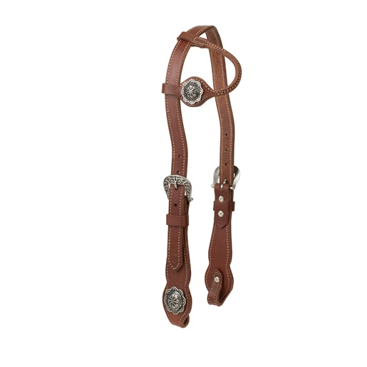 Weaver Contoured 1" Grid Center Sliding Ear Headstall-Russet - Irvine Tack &amp; Western Wear