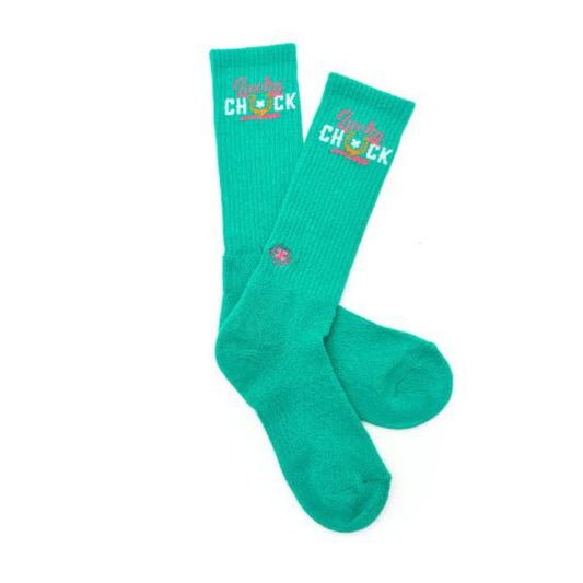 Lucky Chuck Hemp  Logo Performance Socks-Teal