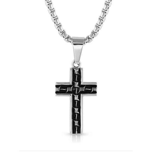 Montana Barbed Wire Cross Necklace