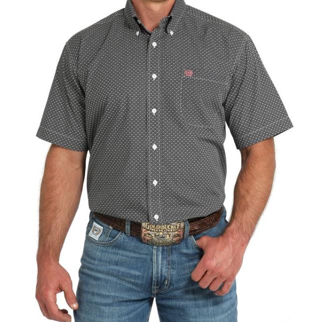Cinch Men's Short Sleeve Print Shirt-Grey