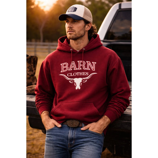 Barn Clothes Timberline Ranch Long Sleeve Hoodie- Burgundy