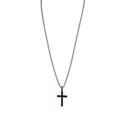 Justin Men's Beveled Matte Rubber Coated Black Necklace