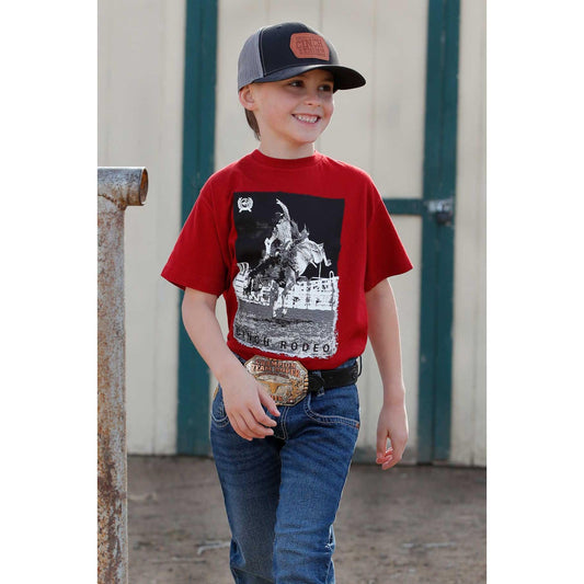 Cinch Boy's Short Sleeve Graphic  Tee Shirt- Burgundy