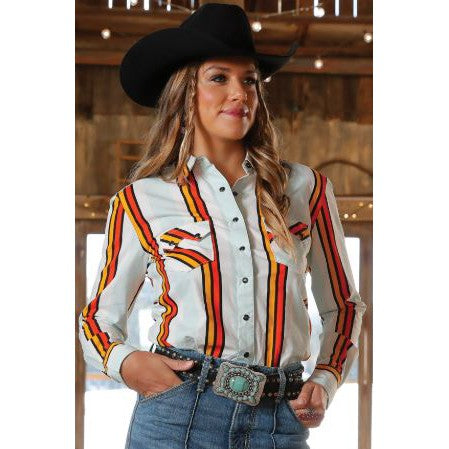 Cinch Women's Long Sleeve Striped Shirt- Multi