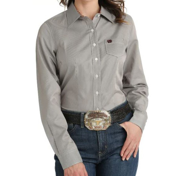 Cinch Women's Long Sleeve Tencel Western Shirt- Purple Pinstripe