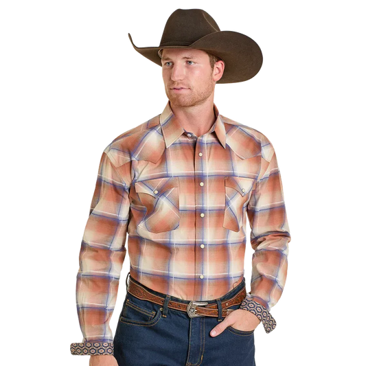 Rock & Roll Men's Long Sleeve Snap Shirt- Multi