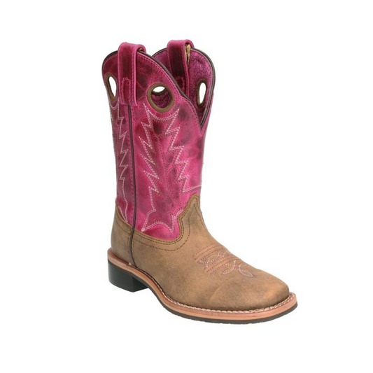 Smoky Mountain Boots Kid's Tracie Western Boots- Distressed Brown/Pink - Irvine Tack & Western Wear