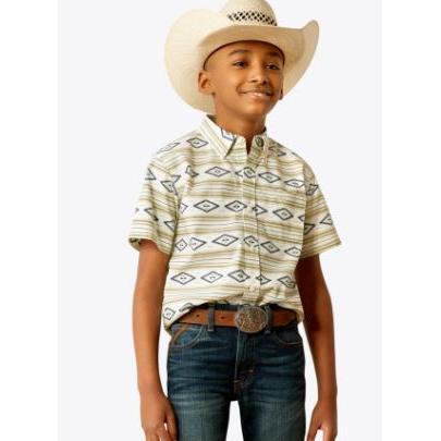 Ariat Boy's Christopher Classic Fit Short Sleeve Shirt -Mint