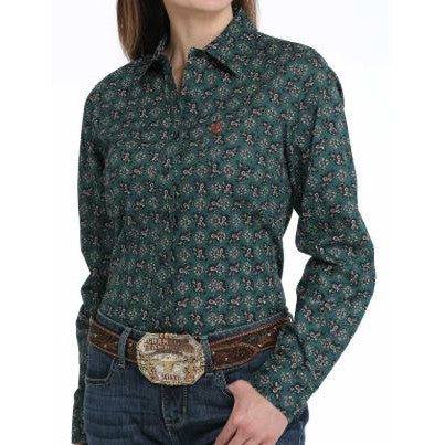 Cinch Women's Long Sleeve Shirt- Green