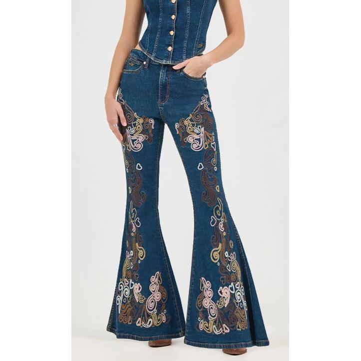 Wrangler Women's Lainey Wilson Embroidered Bell Bottoms-Boho Wash