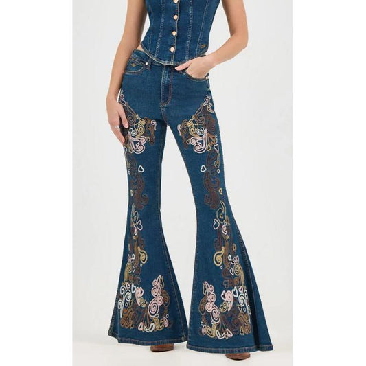 Wrangler Women's Lainey Wilson Embroidered Bell Bottoms-Boho Wash