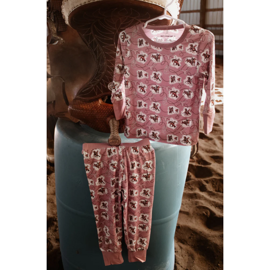 Boots & Bows Roped & Branded Dusty Mauve Toddler Sleep Set