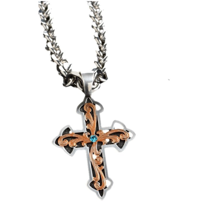 Silver Strike 24" Men's Cross Necklace