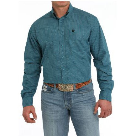 Cinch Men's Long Sleeve Print Shirt-Teal