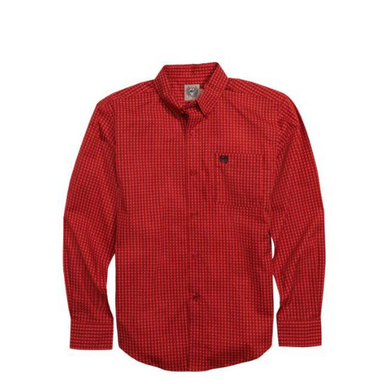 Cinch Boy LS Button Down Western Shirt-Red